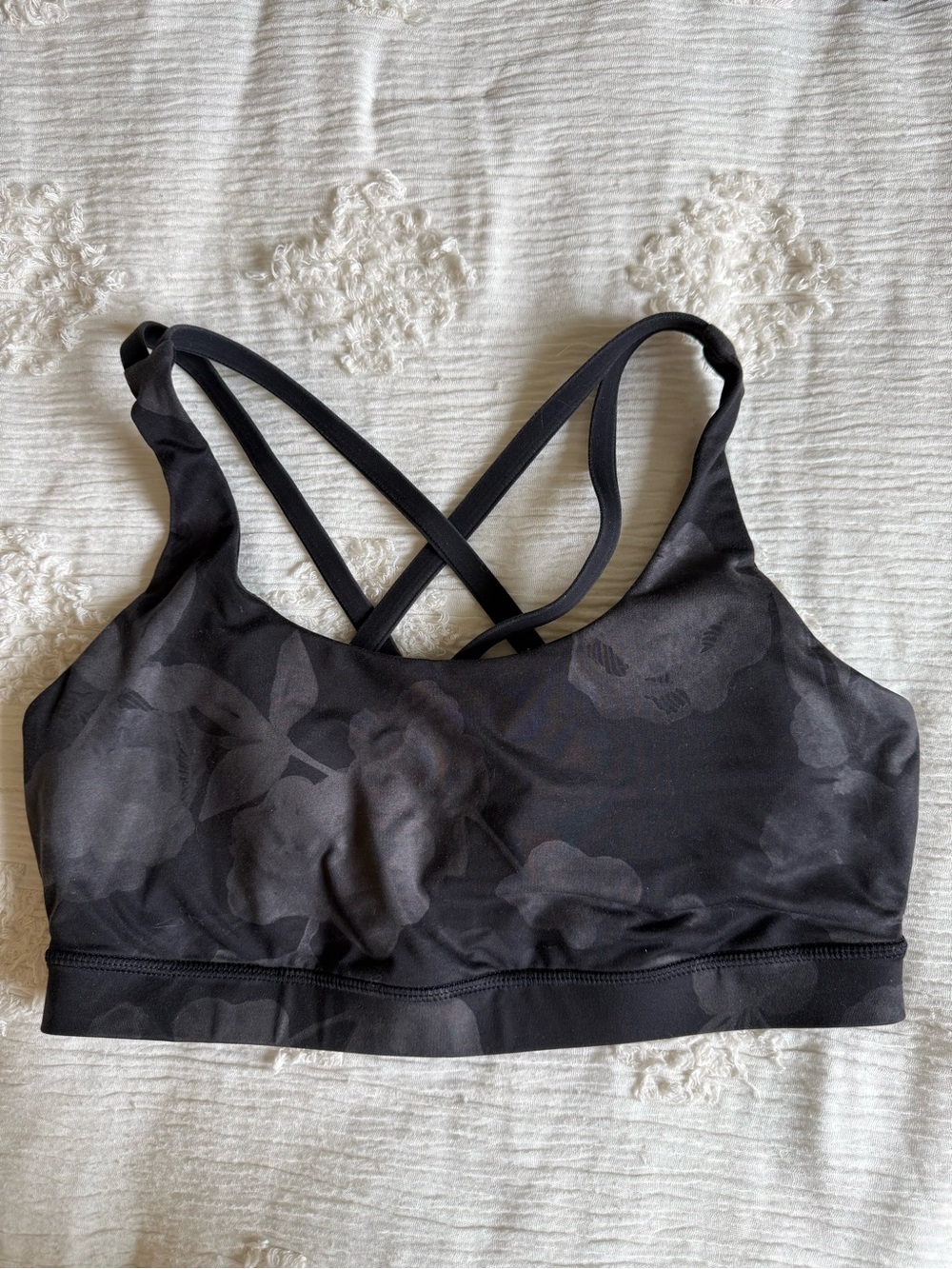 lululemon athletica Black Floral Cross-Back Sports Bra